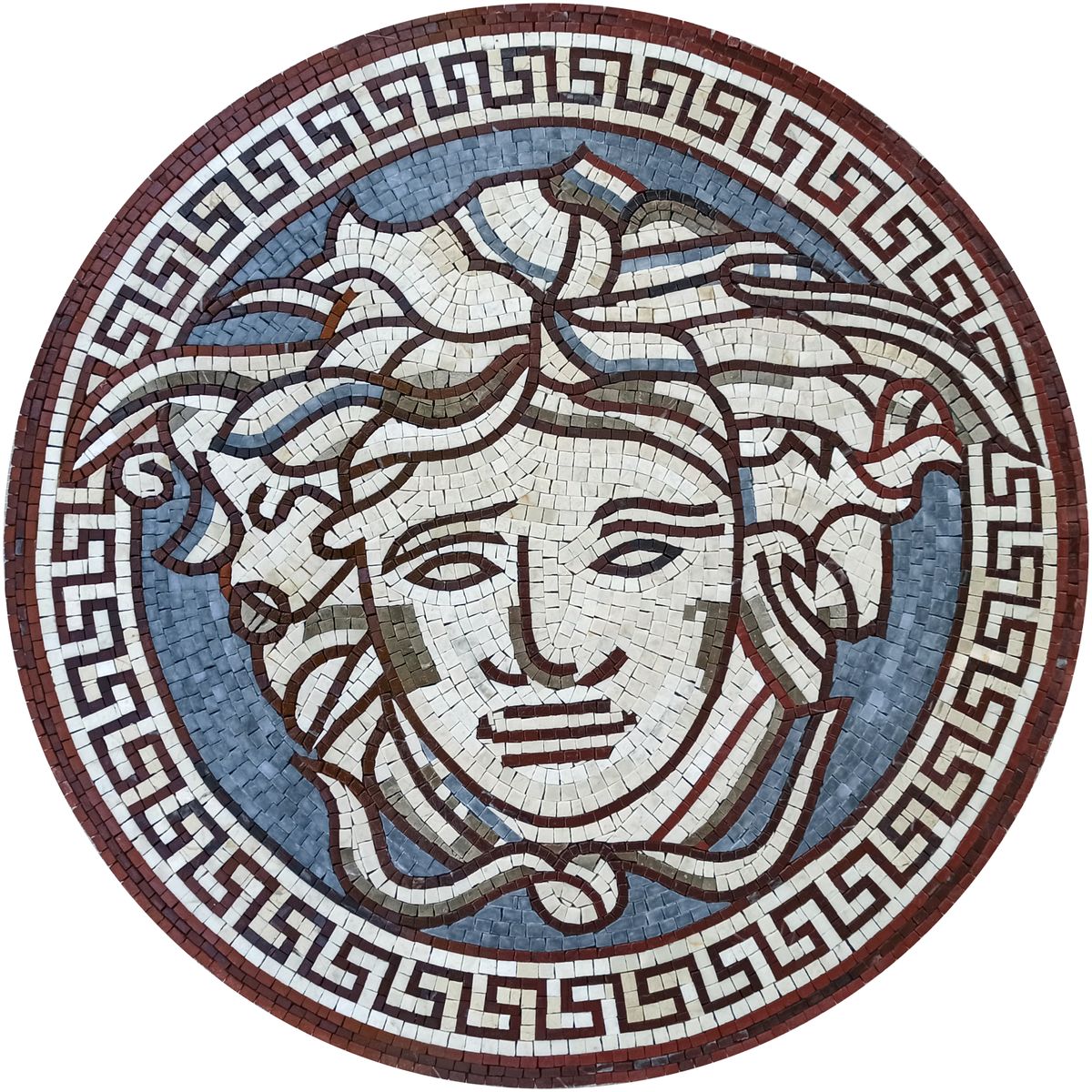 Greek Key and Medusa Mosaic - Mosaic Natural
