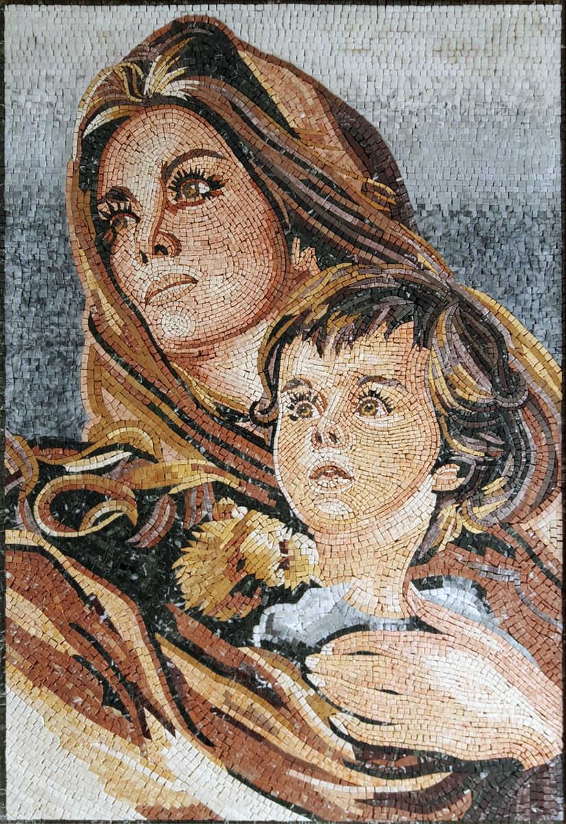 Mother and Child Mosaic - Mosaic Natural