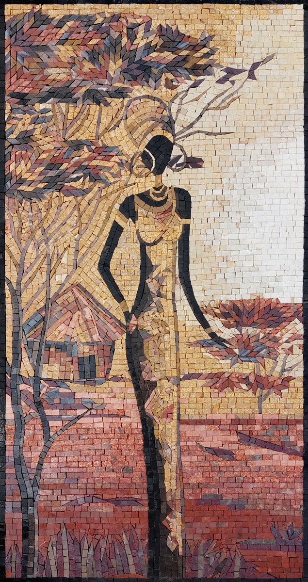 Woman in Elegant Dress Mosaic - Mosaic Natural