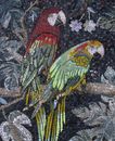 Macaws On A Branch Mosaic, 38"x46" close-up