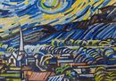 Van Gogh Starry Night Reproduction Mosaic Art крупным планом
