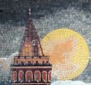 Minaret in Clouds Mosaic close-up