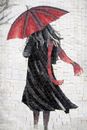 Woman with a Red Umbrella Mosaic крупным планом