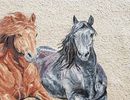 Galloping Black and Brown Horse Mosaic крупным планом
