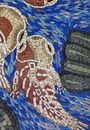 Drei Koi-Fische schwimmen im Teich Mosaik Zoom