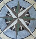 Green and Brown Compass Mosaic, 36" close-up
