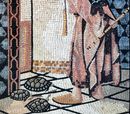 Flute Player & Turtles Mosaic крупным планом