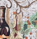 Fruit and Wine Still-Life Mosaic close-up