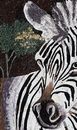 Zebra in Grass Mosaic close-up