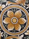Patterned Gold Leafy Round Mosaic close-up