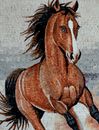 Бегущий конь, мозаика, 75x100 см крупным планом