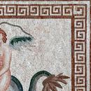 Эрос верхнем на дельфине, мозаика крупным планом