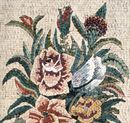 Burgundy Vase of Flowers Mosaic, 48"x32" close-up