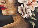 African Woman Mosaic with Flowers close-up