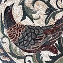 Round Pheasant Decorative Mosaic, 30" close-up