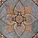 Brown Patterened Mosaic Medallion, 36" close-up