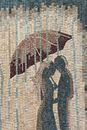 Lovers Under an Umbrella Mosaic close-up