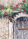 Front Door with Flowers Mosaic, 32"x40" close-up