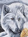 Wolf und Weißkopfseeadler in den Bergen Mosaik, 100x135 cm Zoom