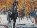 Horses Galloping Mosaic Mural close-up