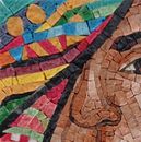 Potrait einer Damenporträt Mosaik-Untersetzer Zoom