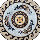 Round Roman Dolphin Patterned Mosaic, 60" close-up