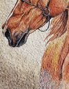 Braunes Pferd Vignette Mosaik, 95x120 cm Zoom