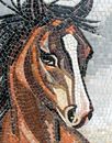 Brown Horse Running Mosaic close-up