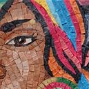 Potrait einer Damenporträt Mosaik-Untersetzer Zoom