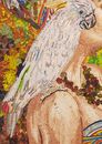 Woman with Cockatoo Mosaic close-up