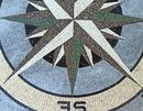 Green and Brown Compass Mosaic, 36" close-up