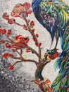 Perched Royal Peacock Mosaic Wall Art close-up