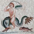 Эрос верхнем на дельфине, мозаика крупным планом