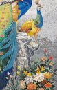 Elegant Peacocks and Flowers Mosaic крупным планом
