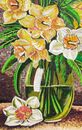 Vase with Yellow and White Flowers Mosaic close-up