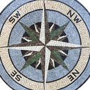Green and Brown Compass Mosaic, 36" close-up