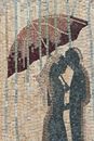 Lovers Under an Umbrella Mosaic close-up