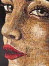 African Woman Mosaic with Flowers close-up