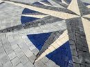 Blue and Gray Compass Rose Mosaic Medallion close-up