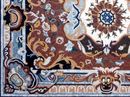 Burgunder und Blau Teppich Mosaik Zoom