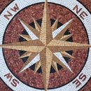 Gold and Crimson Compass Mosaic close-up