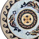 Round Roman Dolphin Patterned Mosaic, 60" close-up