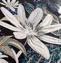Mosaik Blumen Weiß, 100x200 cm Zoom