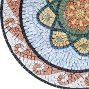 Flower Patterned Mosaic Medallion with Wave Border, 32" close-up