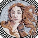 Portrait of Venus Medallion Mosaic, 36" close-up