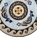 Round Roman Dolphin Patterned Mosaic, 60" close-up