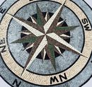 Emerald and White Compass Mosaic, 30" close-up