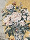 White Peonies Mosaic Wall Art close-up