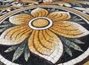 Patterned Gold Leafy Round Mosaic close-up