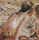 Two Children Playing on a Beach Mosaic close-up